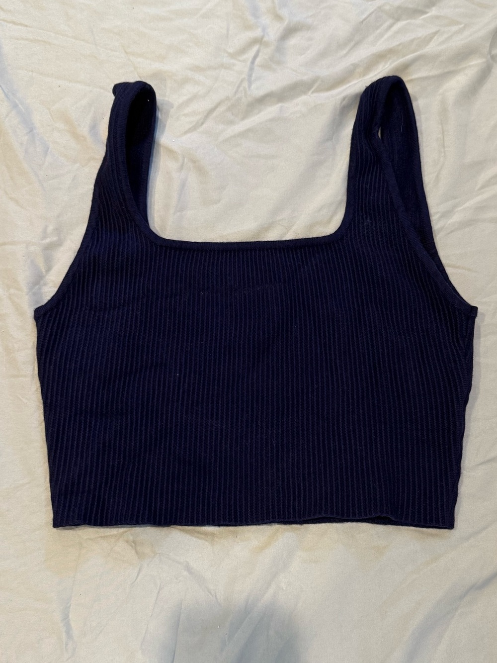 House of Harlow 1960 Ribbed Square Neck Crop Tank Navy Size M